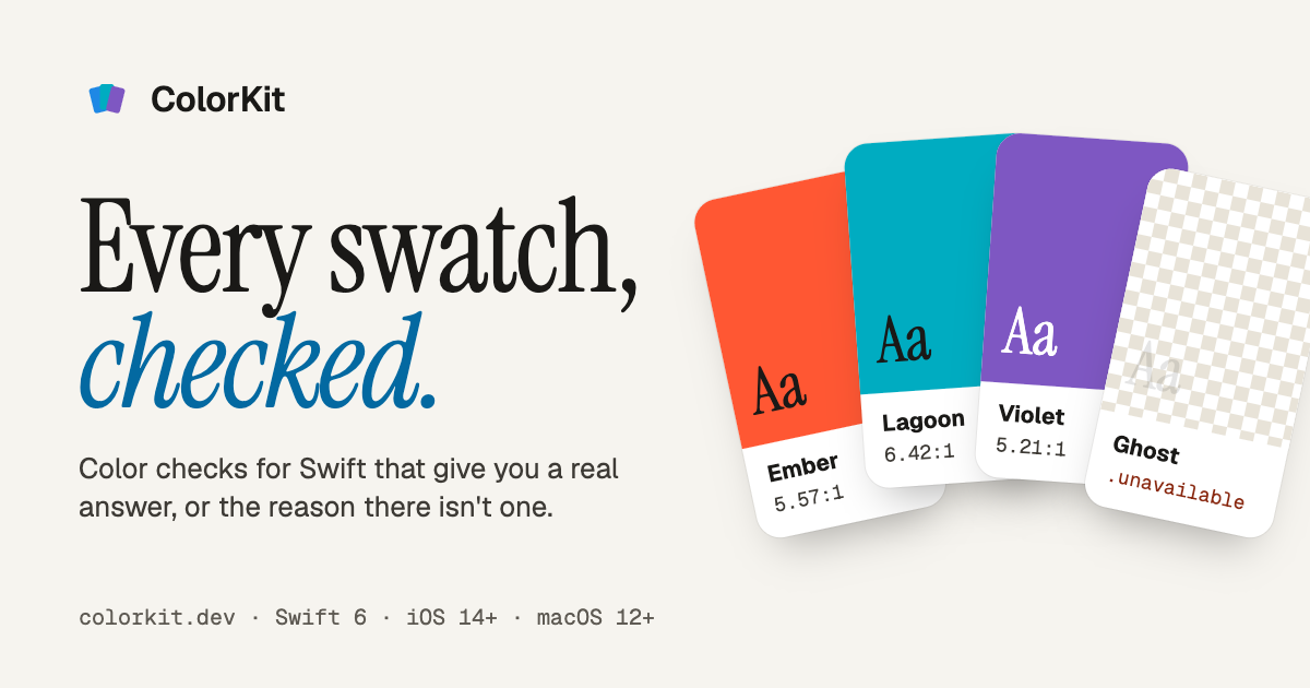 ColorKit — Contrast, color blindness and conversion for Swift, with a real answer or the reason…